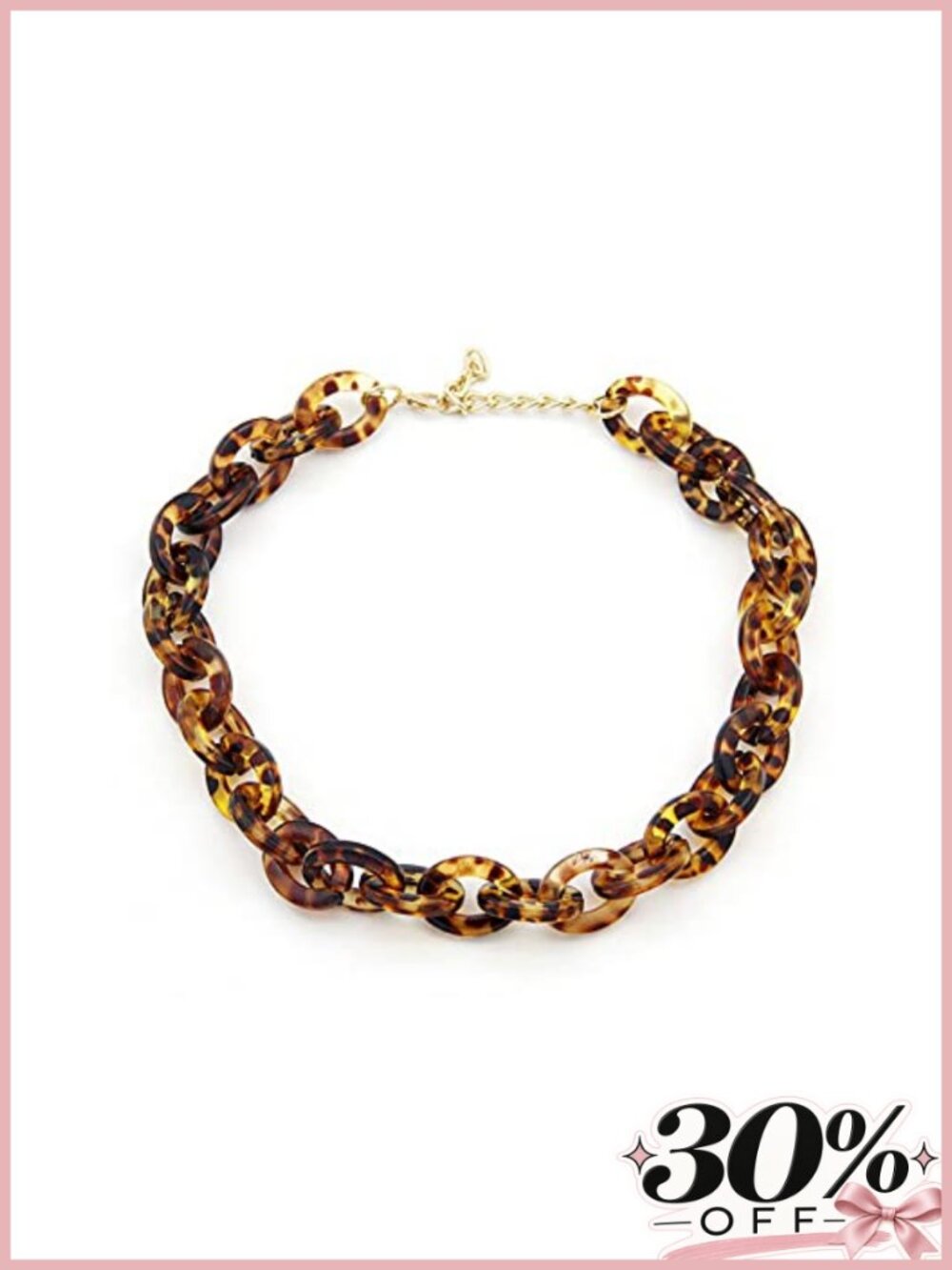 Vintage Bohemian Leopard Print Resin Chain Necklace
